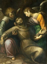 Saint François réconforté par deux anges